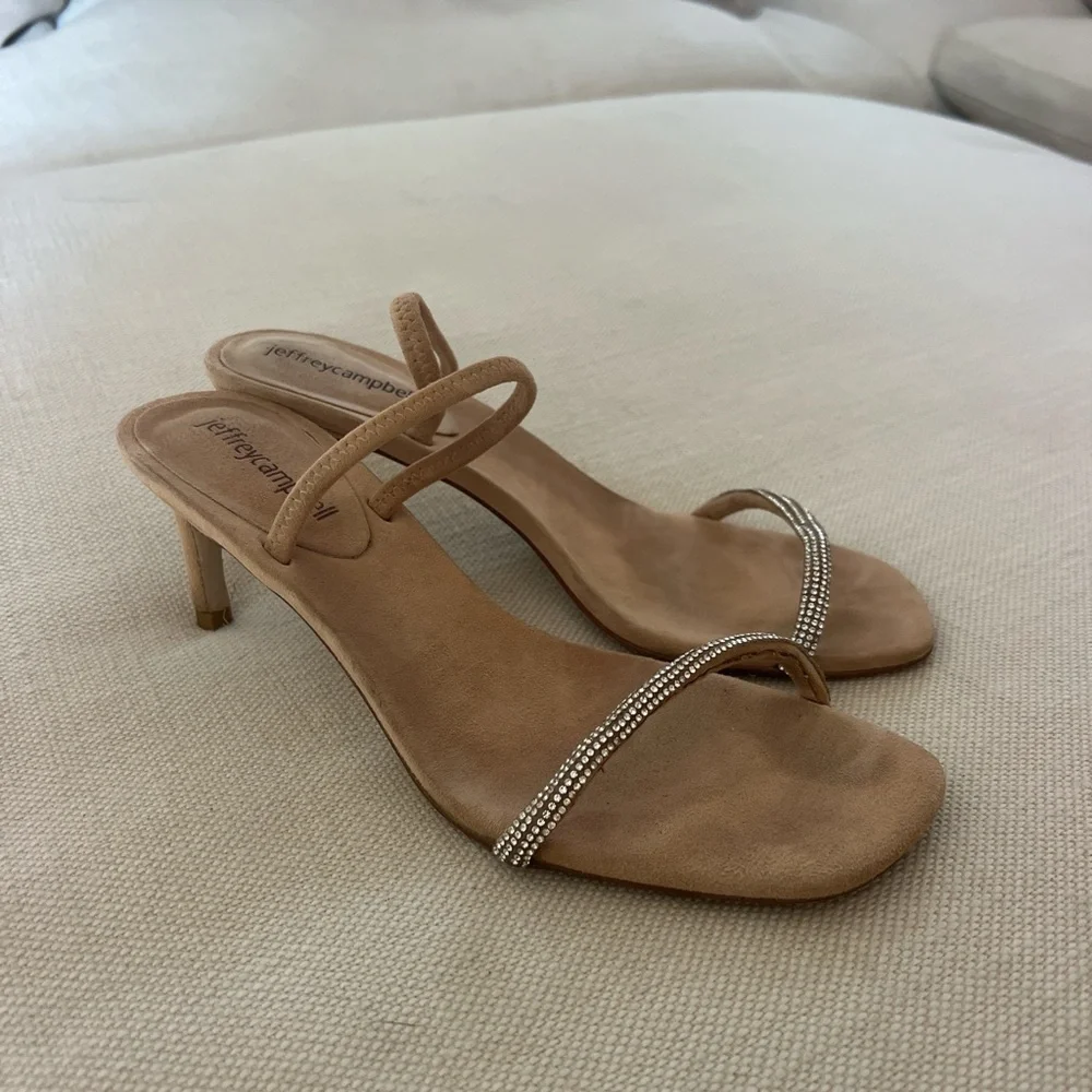 Jeffrey Campbell Beige Heels with Rhinestone Accents - Picture 1 of 4